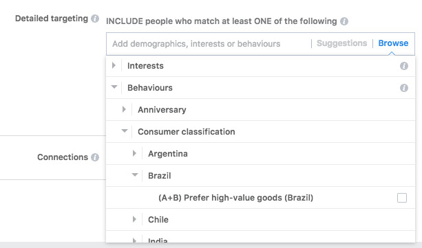 Details of targeting your ad on Instagram